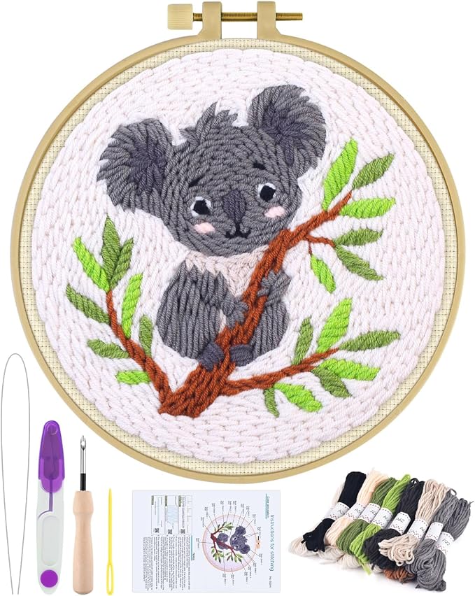 ERKOON Punch Needle Kit for Beginners Adults, DIY Easy Animal Embroidery Set by ERKOON