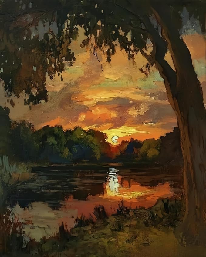 5DDIYART Forest Sunset Paint by Numbers by Unknown