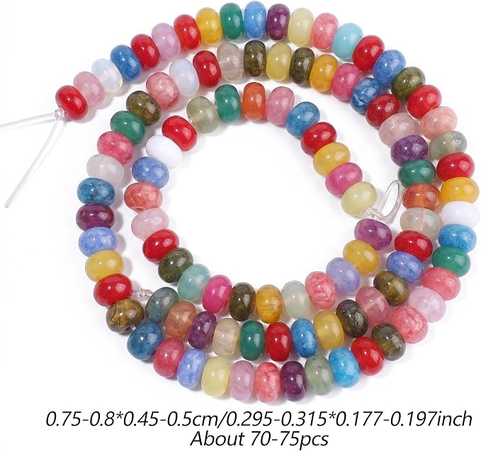 Songxi 5x8mm Natural Mixed Color Stone Rondelle Beads, Gemstone - Image 3