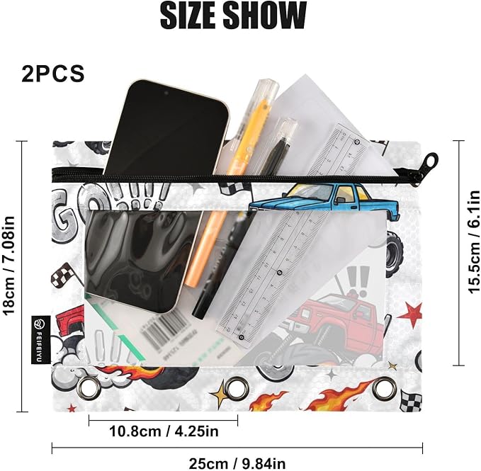 Custom Truck Racing Car Flag Pencil Pouch - Image 3