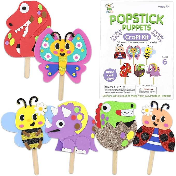 VKPI Make 6 Popstick Puppets Craft Kits by VKPI