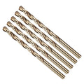 Drill Bit, #5 Cutting Diameter, 4341 HSS Gold Finish 135° Cutting Angle Number Jobber Bits - (Applications: for Drilling Soft Metal Plastic Wood), 5-Pieces