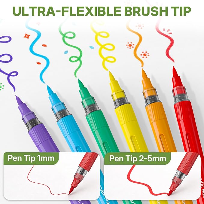 WUO 48 Colors Acrylic Paint Markers, Acrylic Paint Pens and Acrylic Markers - Image 4