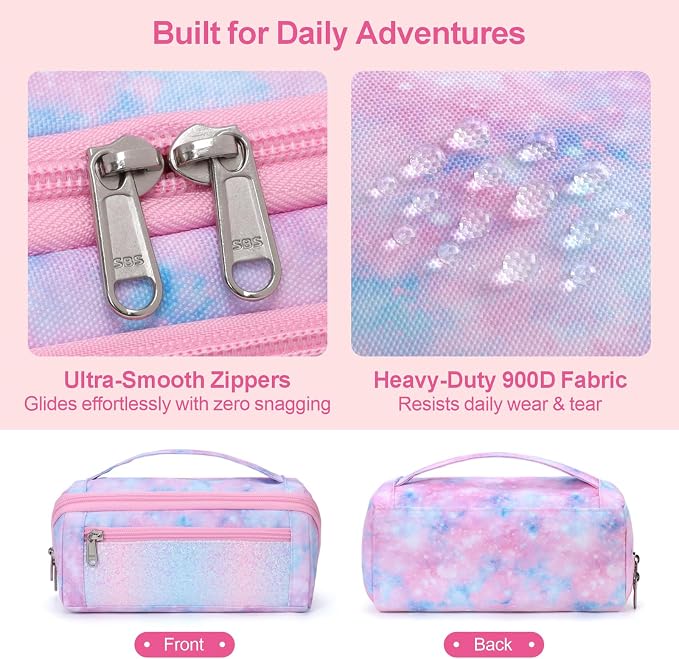 Pencil Case for Girls, Durable Kids Pencil Pouch for School, Wide Opening Soft - Image 6