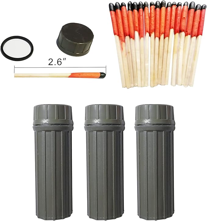 Emergency Fire Starter | Windproof & Waterproof Storm Matches with Waterproof Case & Wax Rope | Survival Gear for Camping, Hiking, Bushcraft, Bug Out Bag