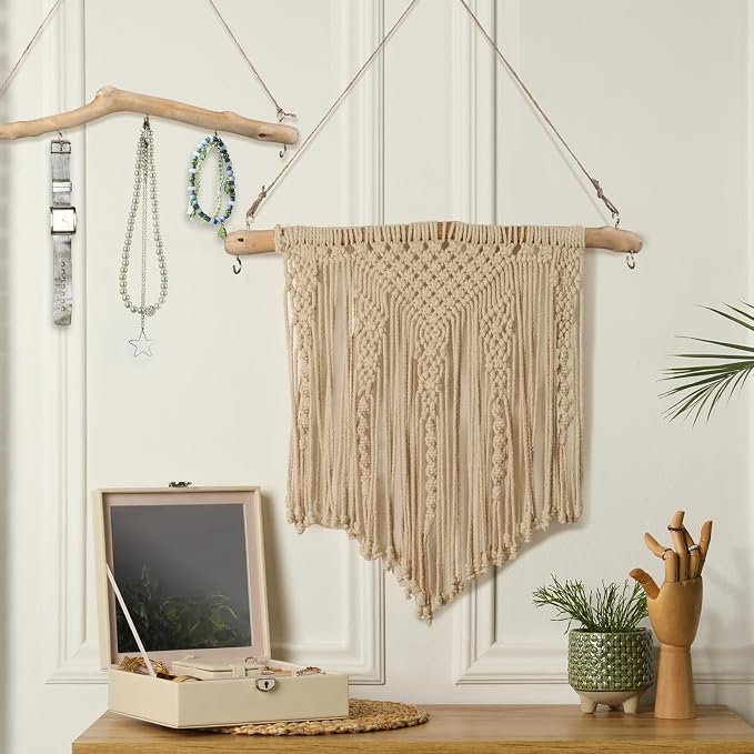 Chunful 4 Pcs 15 Inch Driftwood Wall Hanging Jewelry Hanger Rustic Wood Logs - Image 7