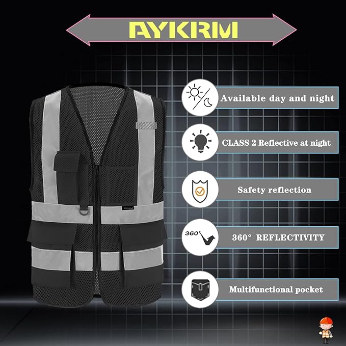 A-SAFETY Black mesh vest