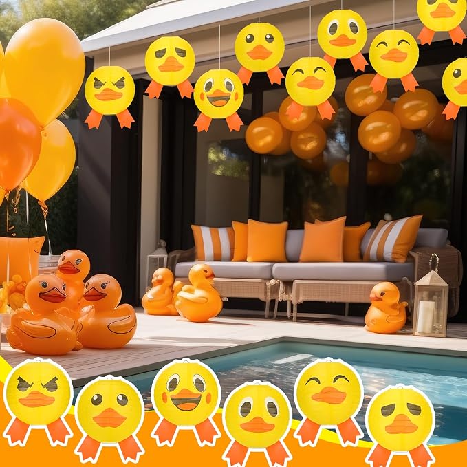Panelee 12 Pcs Rubber Duck Party Decorations Paper Lanterns 8 Inch Hanging - Image 5