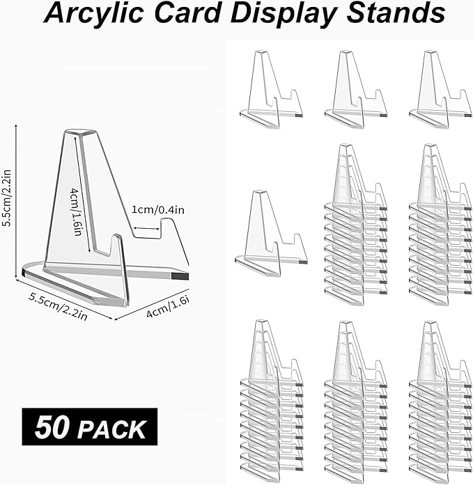 50 Packs Card Display Stand, 2.2 inch Acrylic Easel Mini Card Stand - Image 2