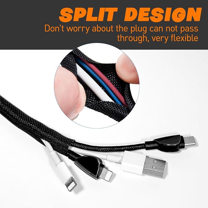 Split Braided Sleeve Cable Management Wire Loom Cord Covers - Image 5