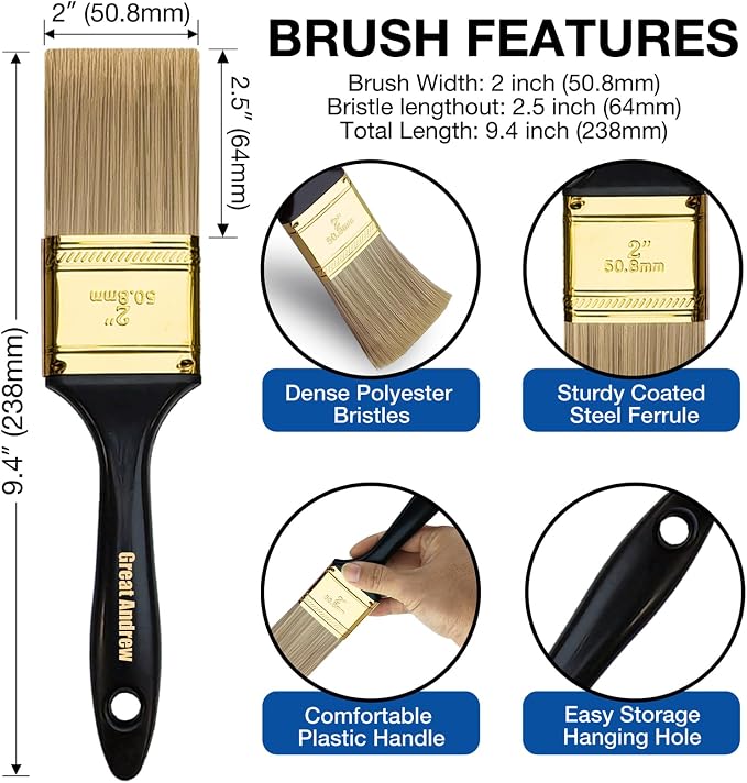 Great Andrew Paint Brushes, Flat Paint Brushes Set - Image 2