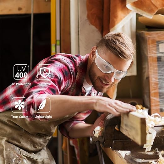 Clear Safety Glasses Bulk of 100 ANSI Z87.1 Protective Eyewear Scratch-Resistant for Work, Lab, Construction