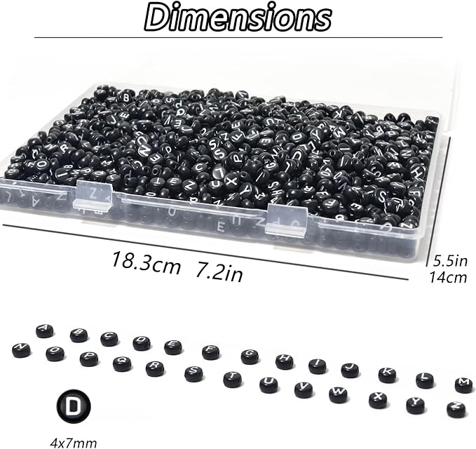 YMSDZHL Alphabet Beads A-Z 1300Pcs Letter Beads, Acrylic 4x7mm Round Letter - Image 3