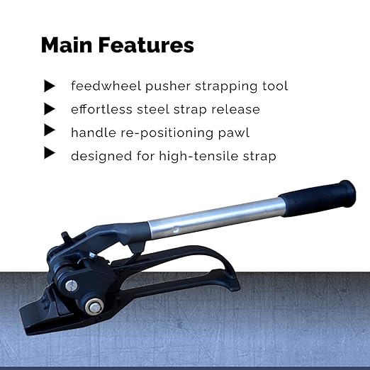IDL Packaging S-249 Pusher Feedwheel Tensioner for 3/4" to 1 1/4" Steel Strapping - Heavy-Duty Banding Tool for Bundling Pipes - High Tensile Metal Strapping Tensioner with Long Service Life