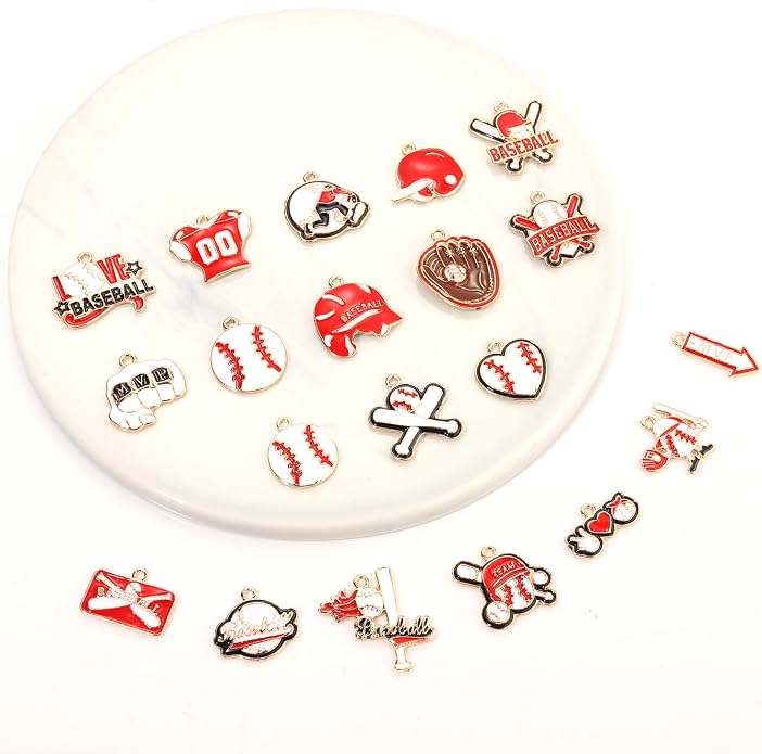 20PCS Sports Charms Enamel Basketball Baseball Pendant Charms - Image 3