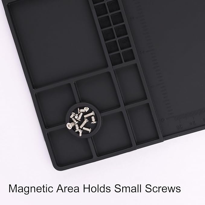 Premium Heat Resistant 932°F 22"x 14.2" Magnetic Silicone Soldering Mat Electronics Work Mat for Computer Cell Phone Laptop Repair,BGA Soldering Gun Iron Workbench Protection