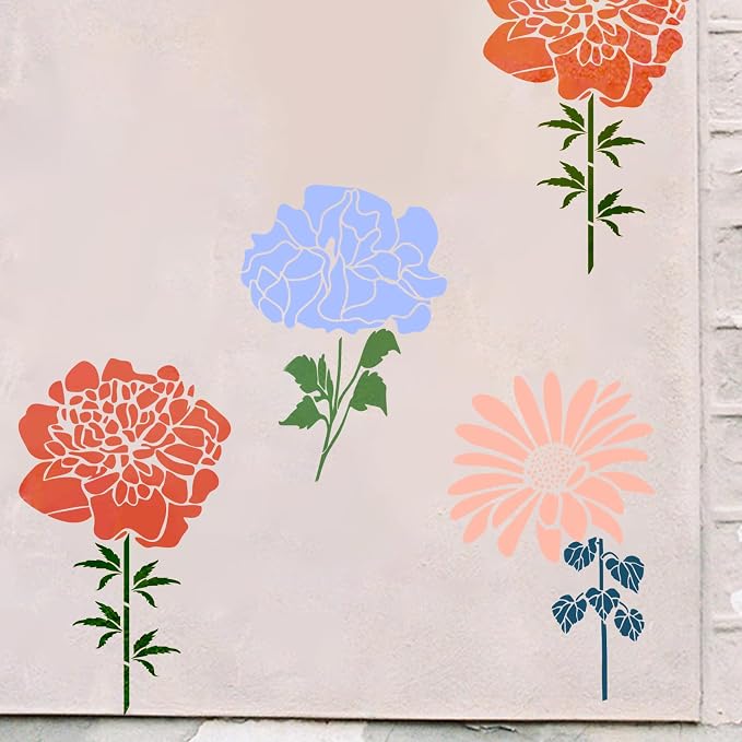 8 Pcs Large Flower Stencils for Painting, 11.81 X 11.81 Inch Flower Stencils - Image 7
