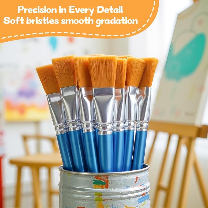 40 Pcs Flat Paint Brushes, 1 Inch Craft Paint Brushes, Large Acrylic Paint Brush - Image 4
