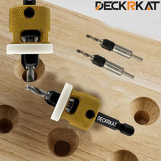 Hex Shank Countersink Drill Bit Set 3Pc #10#12#14 Woodworking Countersink Drill Bits with Adjustable Bit Depth Stop, HSS M2 Drill Bits in Size 1/8" 9/64" 5/32", 3/8" 82˚, with Storage Case