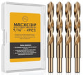 9/16" (4pcs) Cobalt Drill Bit Set, M35 High Speed Steel Jobber Length Drill Bit Kit for Hardened Metal, Stainless Steel, Cast Iron, Wood and Plastic, with Index Storage Case