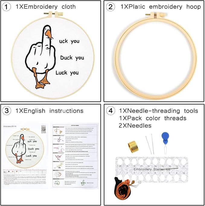 Middle Finger Duck Embroidery Kits - Image 6