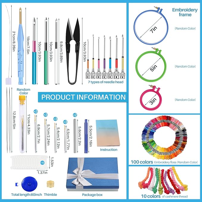 JUPEAN Embroidery Kit, Punch Needle Kit, Punch Needles Kit - Image 2