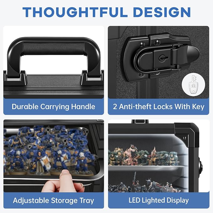 WELIDAY Miniatures Storage Case Miniatures Transport Case Aluminum Alloy Frame - Image 5