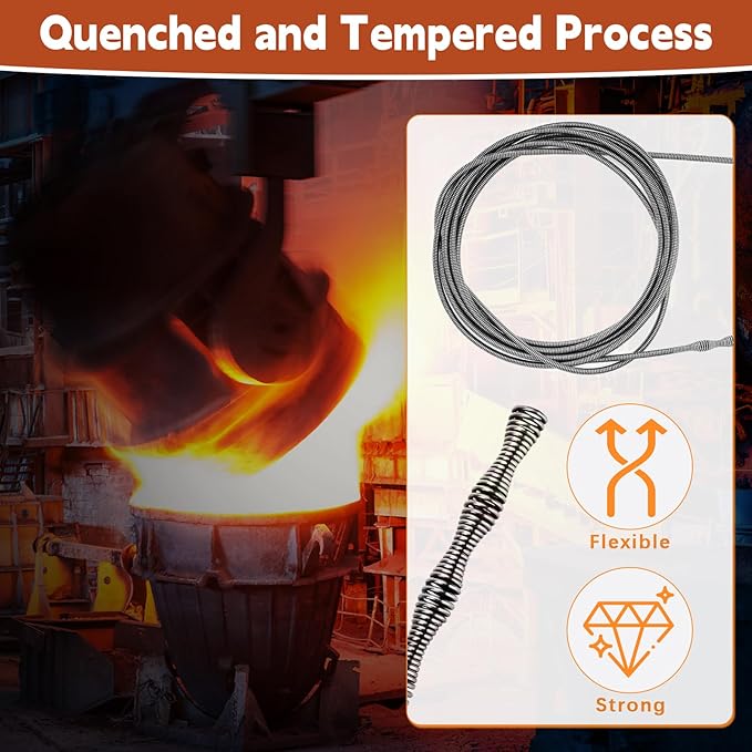 35 FT Double Mode Drain Snake Tools, 11-in-1 Drain Auger for Sink and Drain Unblocking, Plumbing Snake for Kitchen, Bathrom and Shower Sink, Snake for Real DYIs【Upgraded】