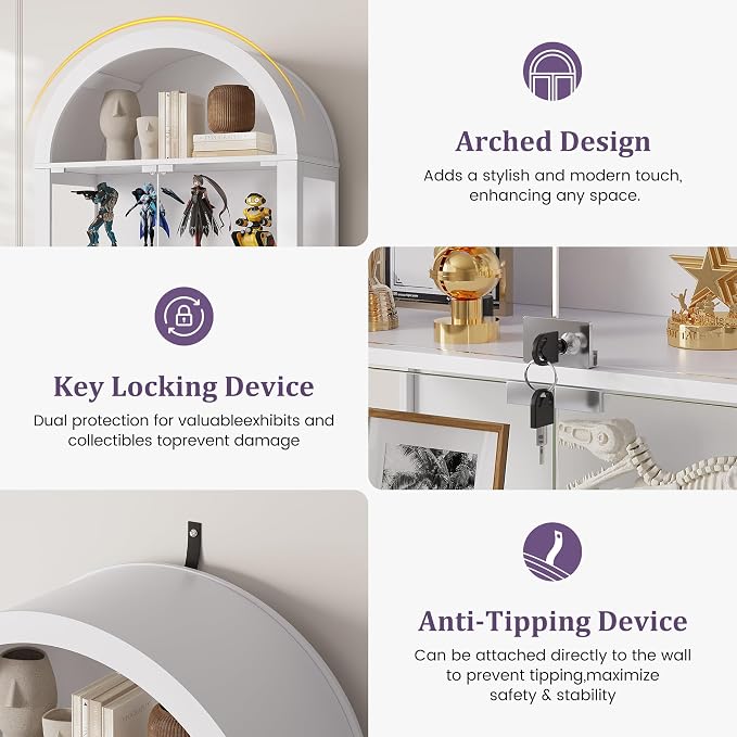 6-Tier Arched Glass Display Cabinet - Image 7