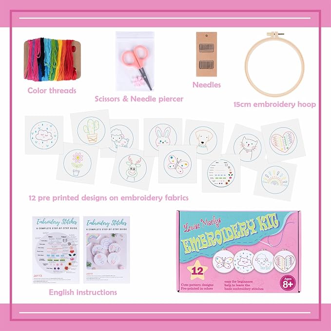 Louise Maelys 12 Pre-Stamped Embroidery Kits - Image 2
