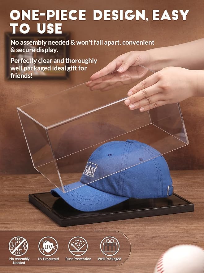 JupDec Hat Display Case, UV Protection Signed Hat Transparent Showcase - Image 2