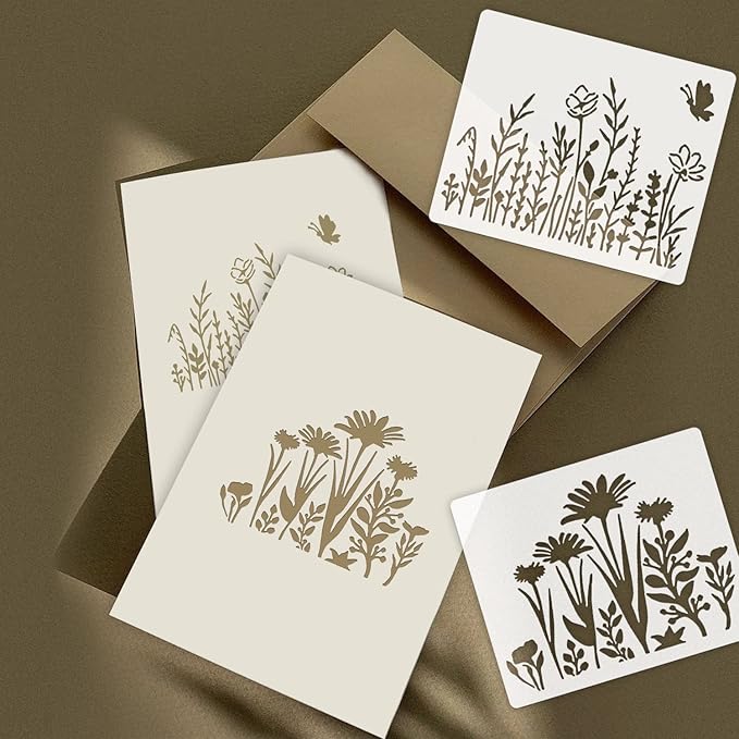 16 Pieces Wildflower Stencils for Painting, Reusable Large Spring Wild Flower - Image 4