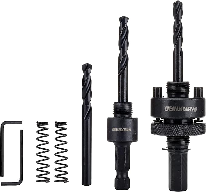 General Hole Saw Mandrel, 7/16-Inch and 3/8 Inch Hole Saw Arbor with 3Pcs Central Drill/2PCS Hex wrench/2Pcs Spring