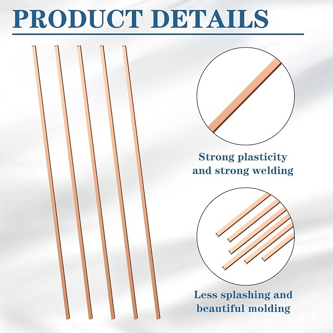 Tandefio 40 Sticks Brazing Rods AWS BCUP-3 5% Silver Solder Phos Copper Brazing Alloys Flat Welding Rods Industry 0.050"x1/8"x10" for Air Conditioning Refrigerator Cold Storage HVAC Units