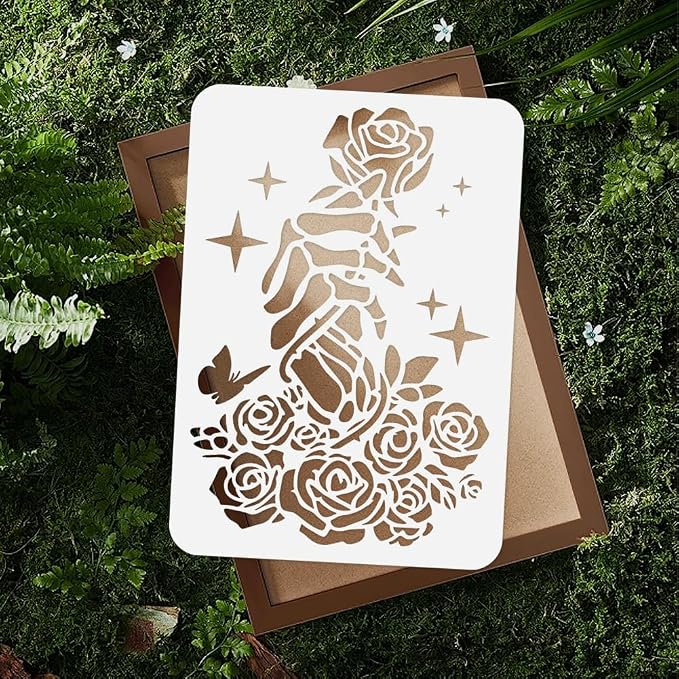 Skeleton Hand and Rose Wall Stencil - Image 4
