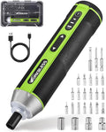 Electric Screwdriver Set, 4V Cordless Screwdriver with 3 Torque Settings, 300RPM & 5N.m Max Torque, LED Light, USB-C Charging Cable with 26Pcs Accessory Kit for Furniture, DIY