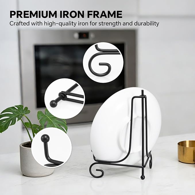 Artliving Plate Stands for Display, 12 Inch Black Iron Easel Plate Display - Image 8
