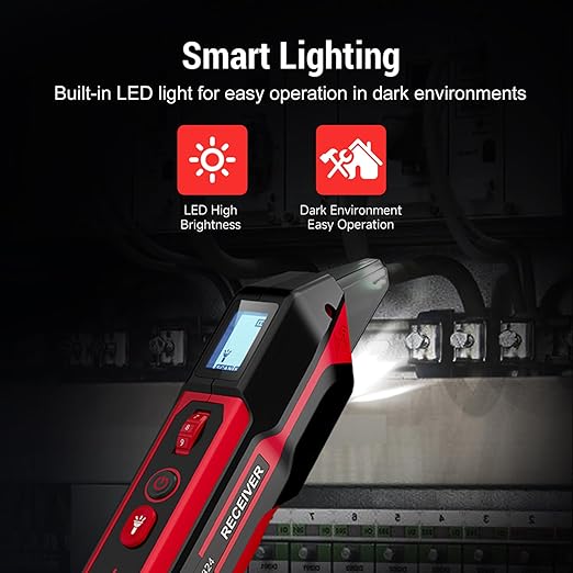 NOYAFA NF-824 Rechargeable Circuit Breaker Finder with LCD Display & GFCI Outlet Tester, 90-230V AC Circuit Breaker Finder Tool, NCV Electrical Circuit Tracer, Adjustable Sensitivity, Flashlight