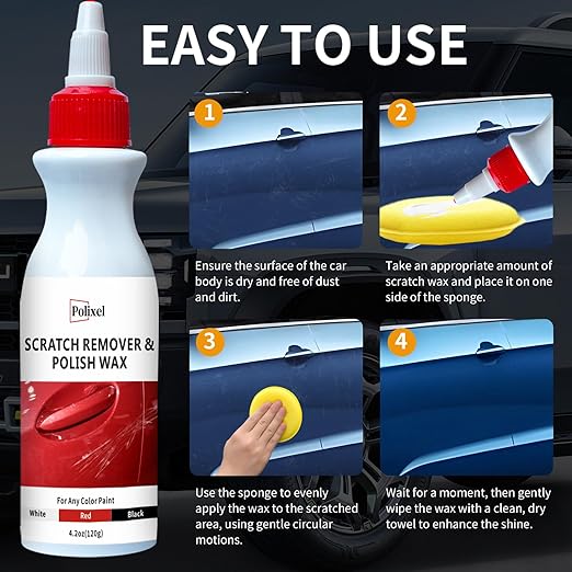 Car Scratch Remover Auto Paint Swirls & Scuff Removal Polishing Compound to Repair Scratches with Pad & Towel Suitable for Vehicles Compatible with All Paint Types - 4.2 oz / 120 ml