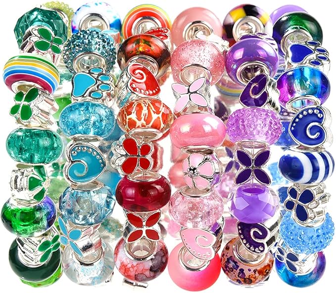 Aipridy European Large Hole Beads, Colorful Glass Charm Beads Set - Image 7