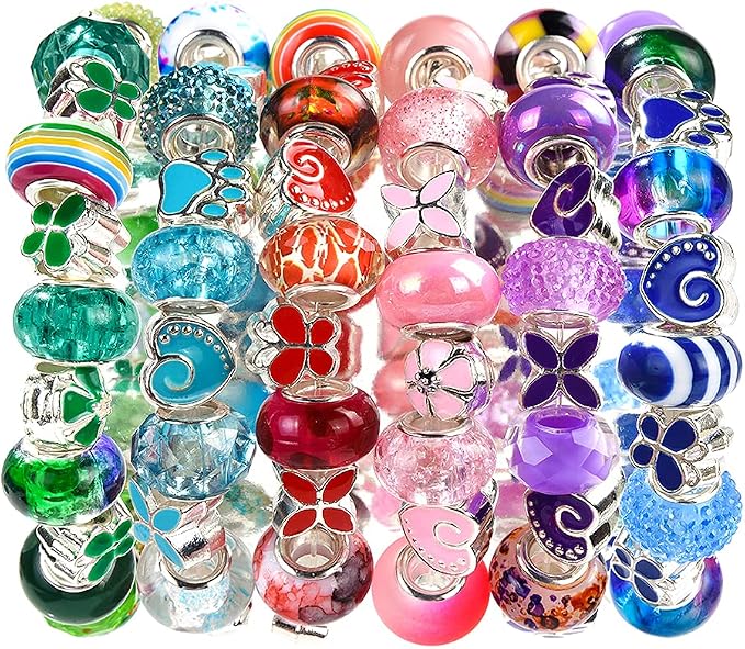 Aipridy European Large Hole Beads, Colorful Glass Charm Beads Set - Image 7