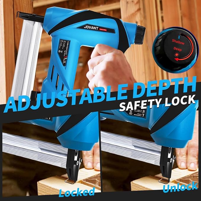 Nail Gun Battery Powered, Cordless Nail Gun with 2 * 2.0Ah Li-ion Battery, 20V 2 in 1 Electric Nail Gun with Staple Remover, Battery Nail Gun for Upholstery, Small Projects and Woodworking