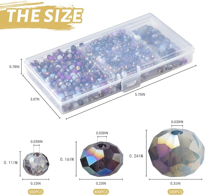 1000pcs 4/6/8mm Purple Color Briolette Crystal Glass Beads - Image 3