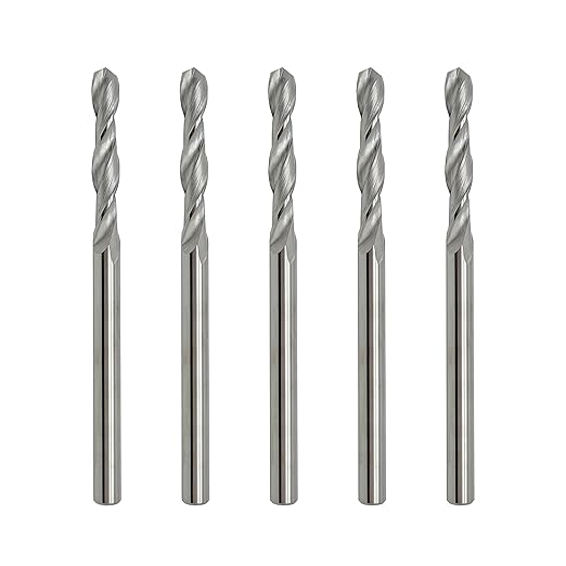 LUMN 5/32" Solid Carbide Jobber Drill Bits with Straight Shank and 118° Point Angle, Made from Tungsten Carbide Material,5-Pieces