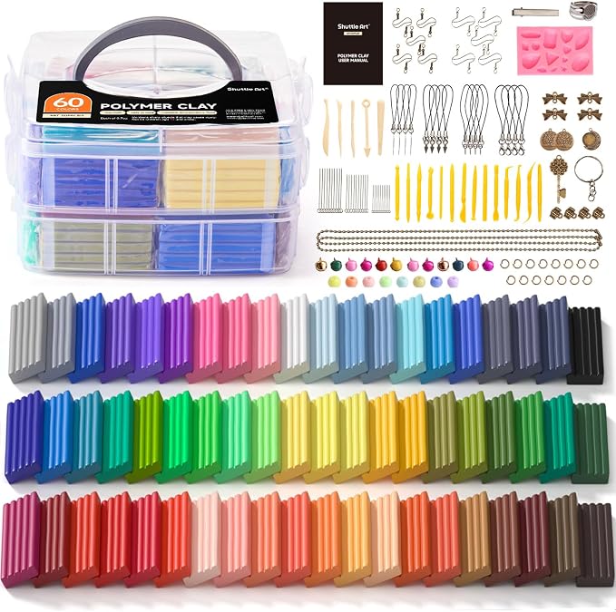 Shuttle Art Polymer Clay Kit, 60 Colors Oven Bake Clay by ShuttleArt