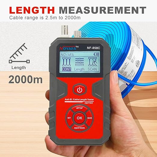 NOYAFA NF-858C Network Cable Tester Multifunctional with VFL Function,RJ11 RJ45 BNC,POE Voltage Testing Trace Cable Line Locator for Telephone/Ethernet/LAN Coax Cable Rechargeable Anti-Interference