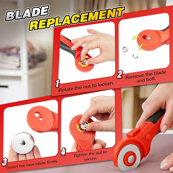 DIYSELF 45mm Rotary Cutter for Fabric, Fabric Cutter Rotary Tool - Image 6