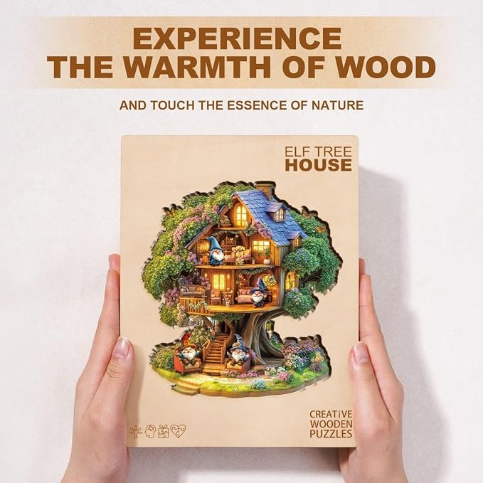 Elf Tree House Puzzles Adults Gifts Wooden 240 Pieces 13.4 * 12.9in - Image 8