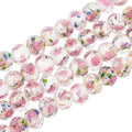 PH PandaHall 60pcs 9~10mm Rose Lampwork Beads Gold Sand Glass Beads Handmade by PHPandaHall