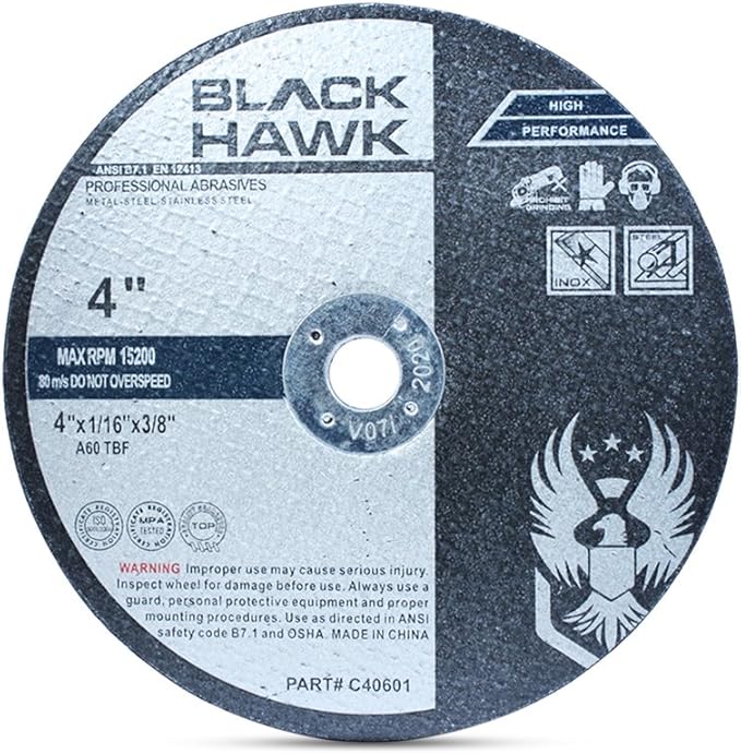 BHA Metal and Stainless Steel Cut Off Wheels for Die Grinders, 4” x 1/16” x 3/8” - 25 Pack